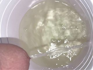 Small cock pee in cup