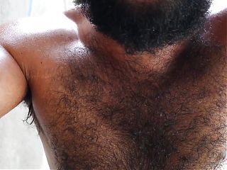 Hairy Man Masturbates Sweaty Big Cumshot